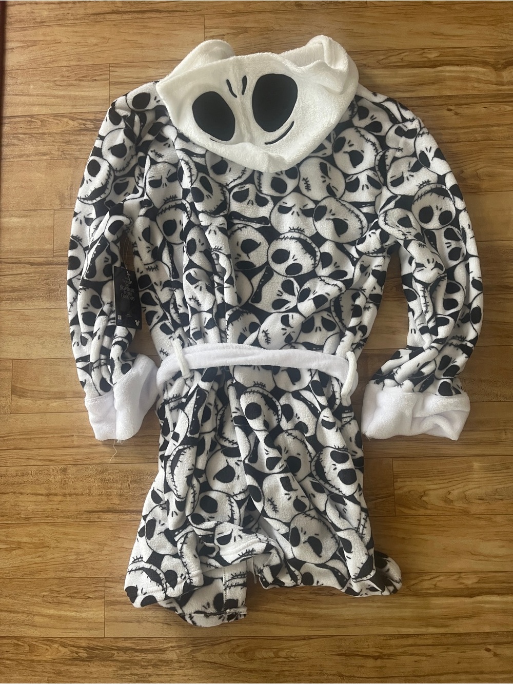 Disney White & Black Jack Skellington Plush Hooded Robe - Picture 2 of 3
